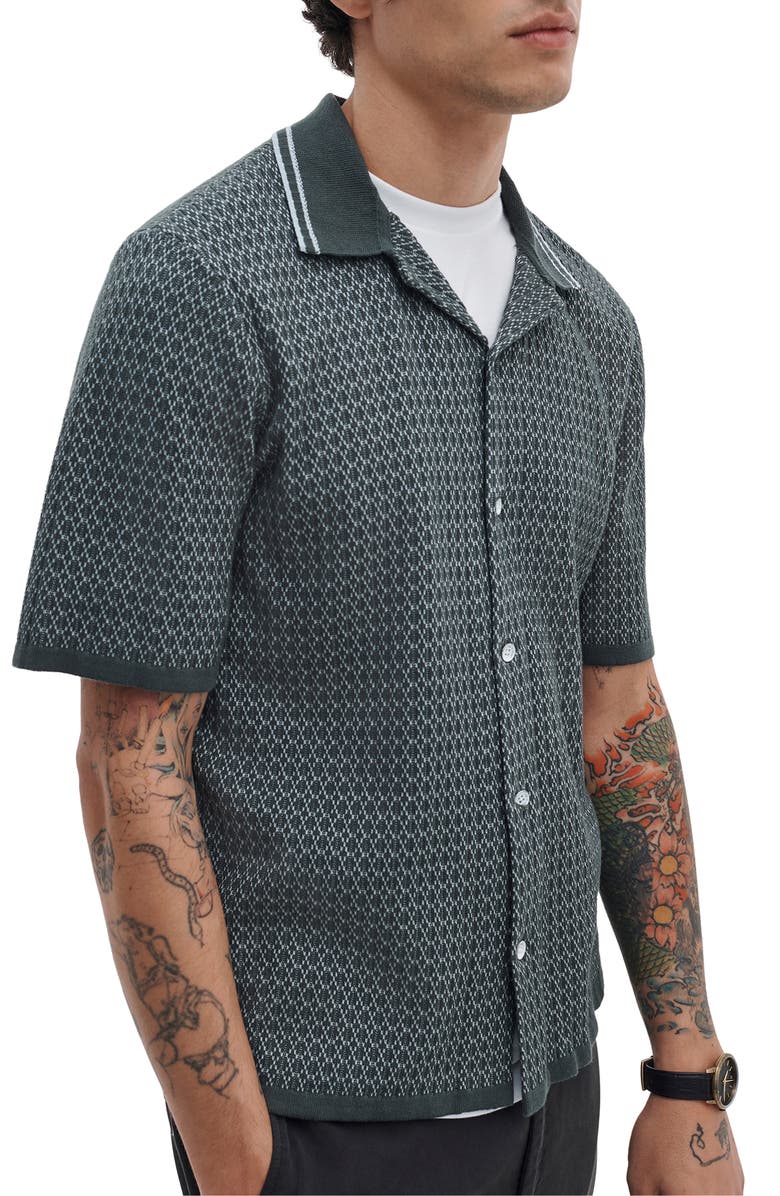 rag & bone Harvey Cross Stitch Camp Shirt, Alternate, color, Charcoal Grey