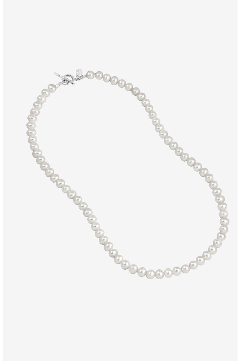 Timeless White Freshwater Pearl Necklace, Alternate, color, Sterling Silver