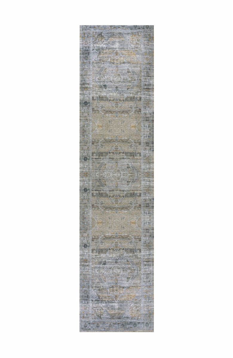 JONATHAN Y Alanya Ornate Medallion Machine-Washable Area Rug, Main, color, Gray/Mustard