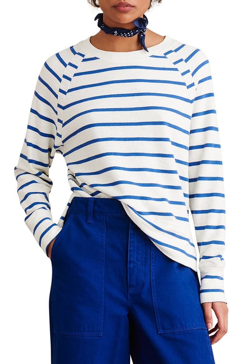 Raglan Sleeve Sweatshirt, Main, color, WHITE/ COBALT