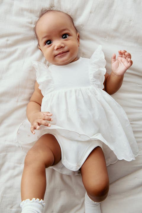 Ruffle-trimmed bodysuit dress