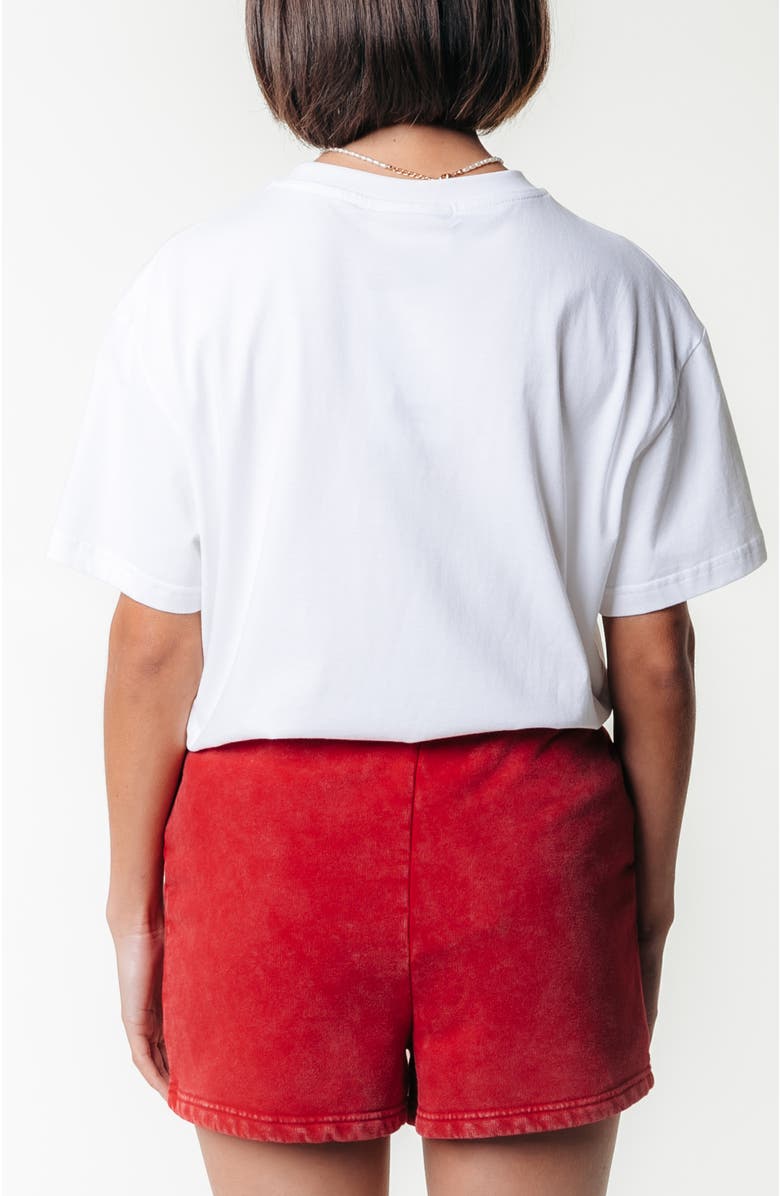 Colourful Rebel Uni Logo Acid Wash Sweat Short, Alternate, color, Racing Red