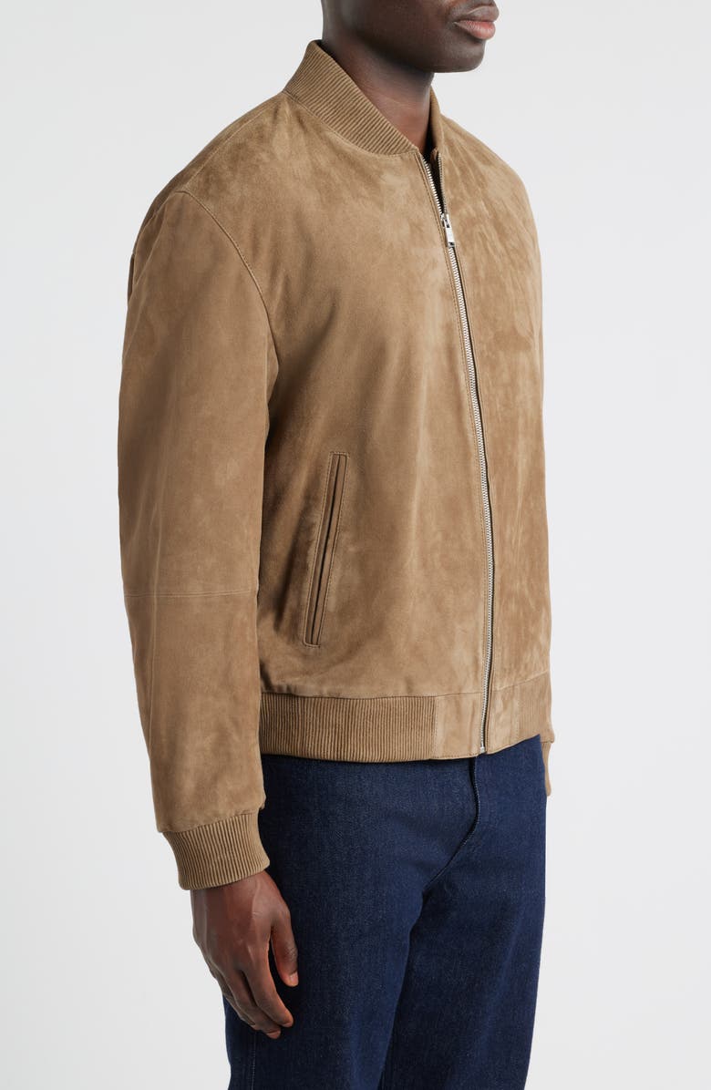 BOSS Muller Suede Bomber Jacket, Alternate, color, Open Brown