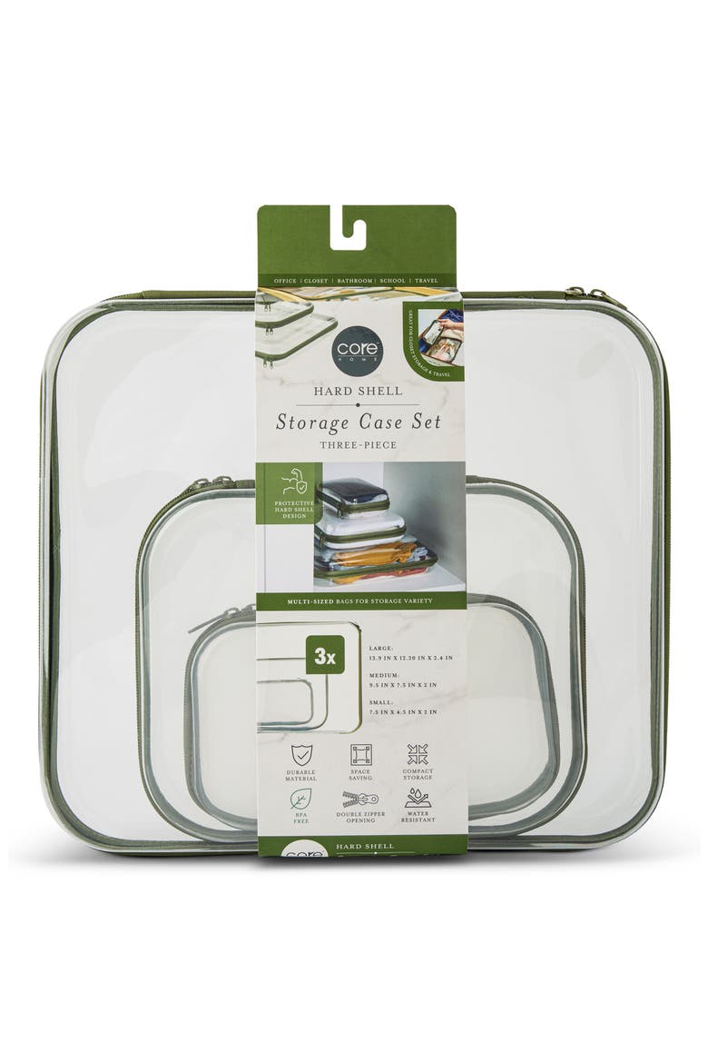 3-Piece Hard Shell Storage Case Set, Main, color, FERN