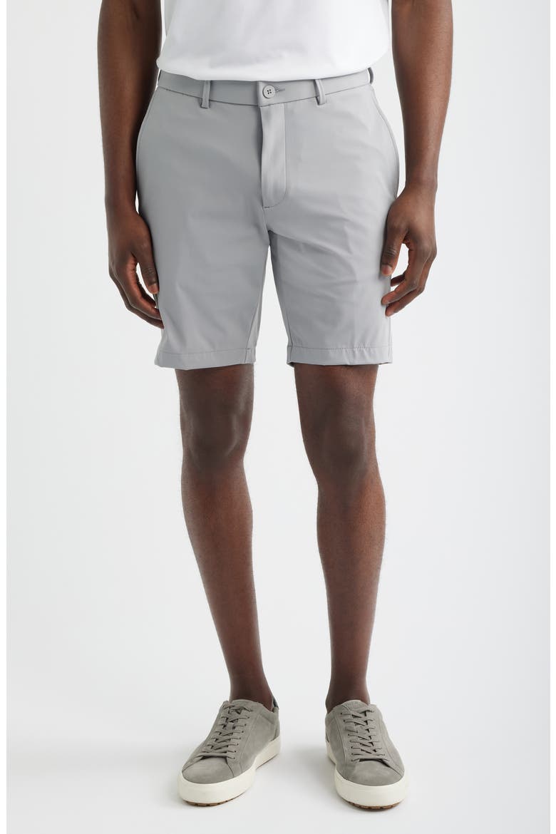 Sono Flat Front Stretch Chino Shorts, Main, color, SILVER