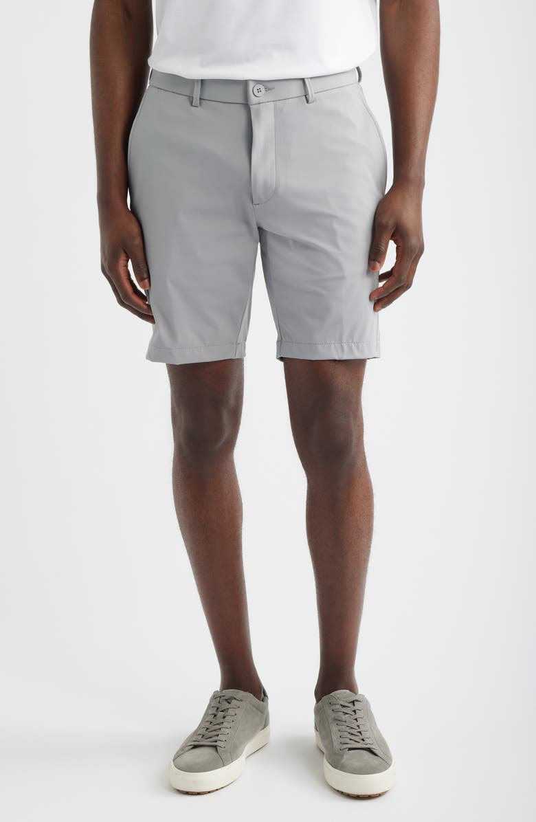 Scott Barber Sono Flat Front Stretch Chino Shorts, Main, color, Silver