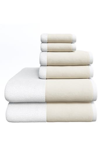 Woven & Weft Border 6-piece Cotton Towel Set In White