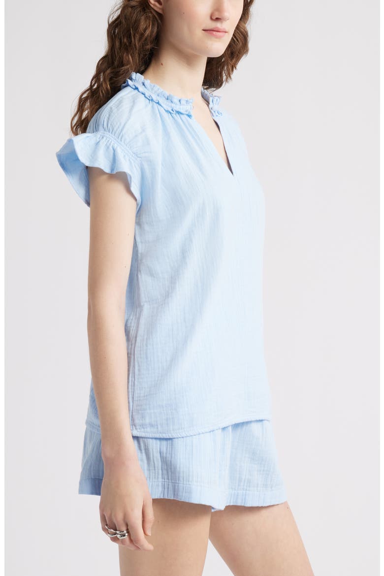 Ruffle Cotton Gauze Top, Alternate, color, BLUE WINDSURFER