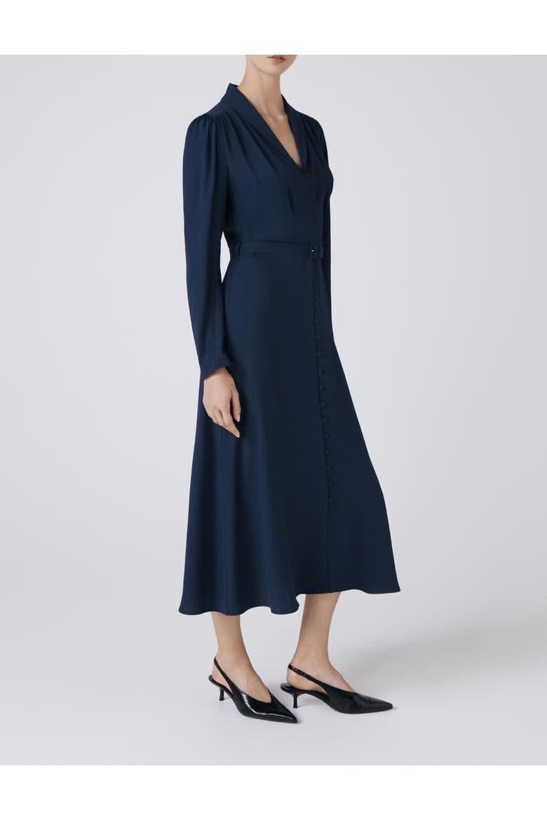 Elena Crepe Button Through Midi Dress, Alternate, color, Navy