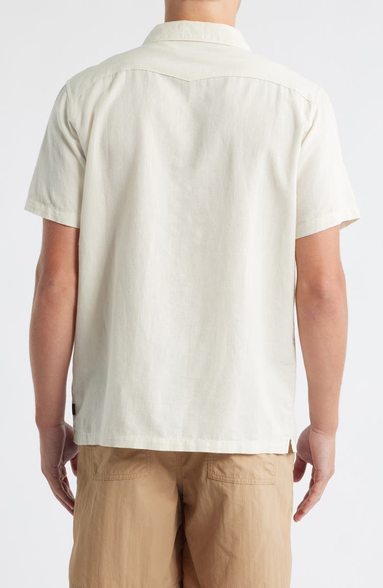 Roark Gonzo Embroidered Organic Cotton & Linen Camp Shirt, Alternate, color, Ioy