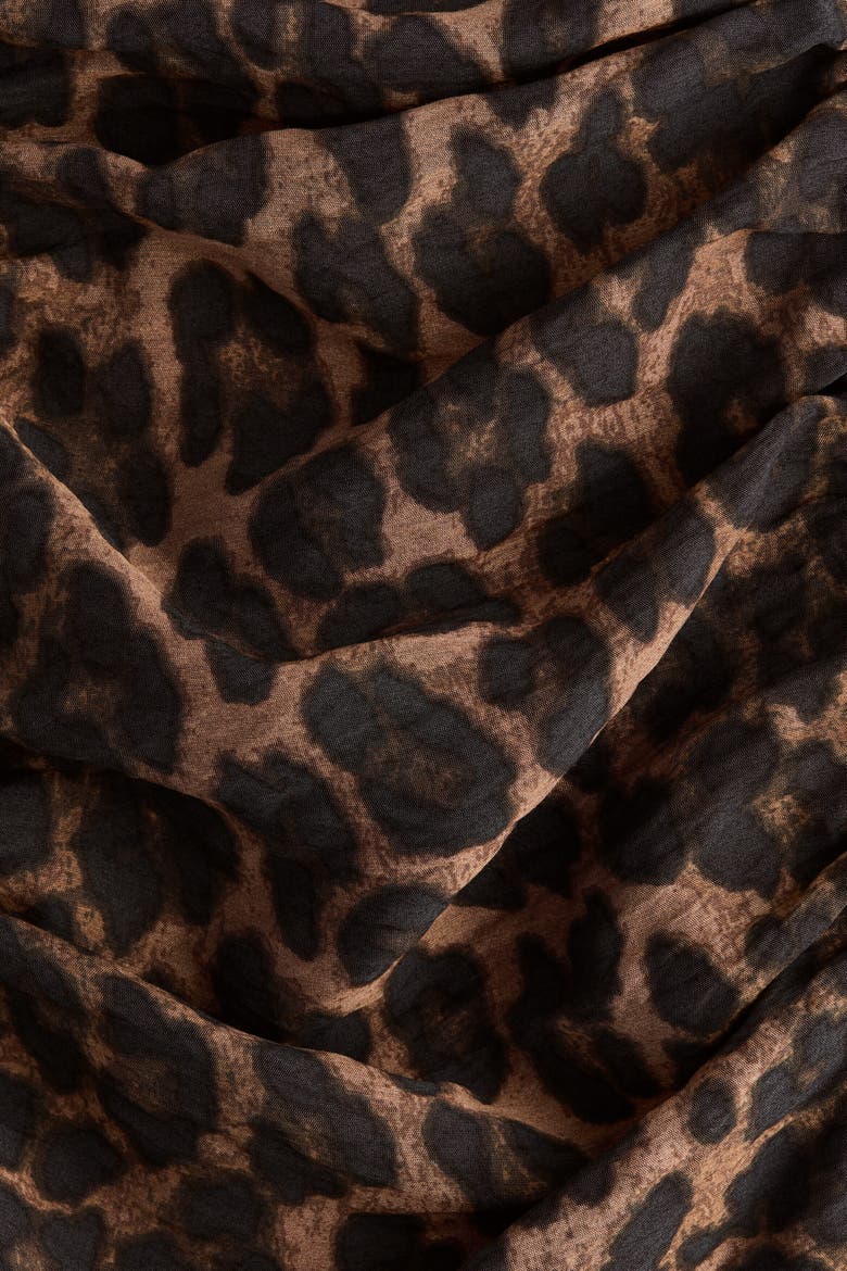 Drawstring-detail Maxi Skirt, Alternate, color, Dark brown/leopard print