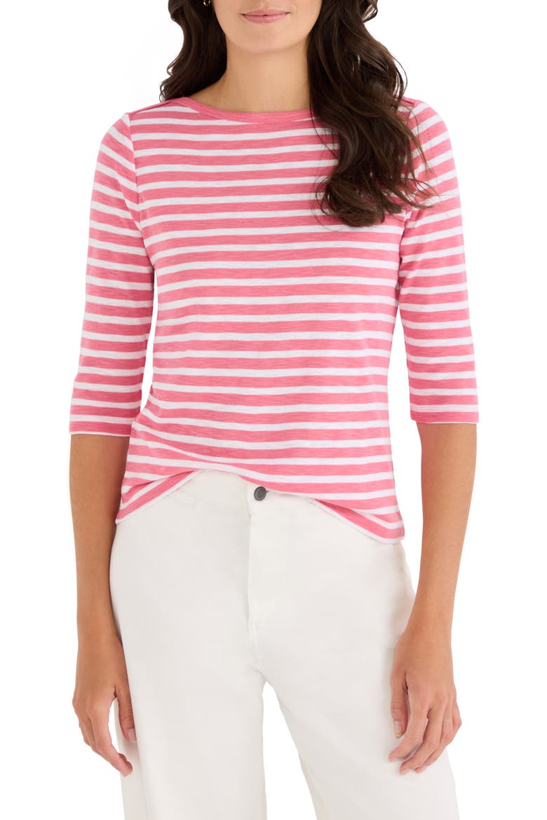 Stripe Boat Neck T-Shirt, Main, color, RASPBERRY MIX