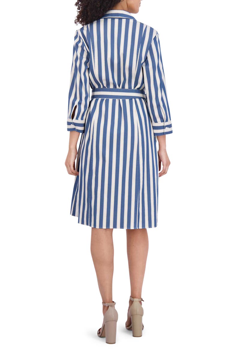 Fiona Stripe Tie Waist Shirtdress, Alternate, color, NAVY/ KHAKI