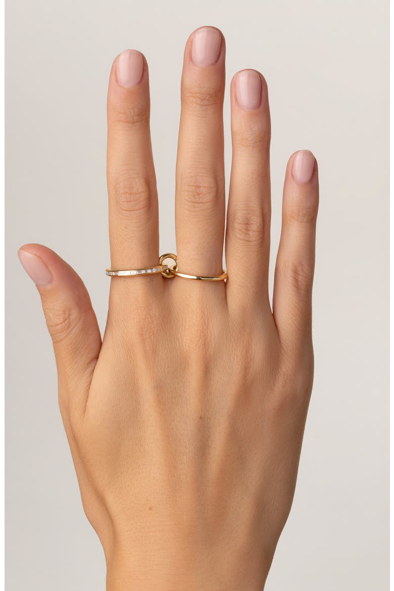 Leora Mixed Metal Diamond Stack Ring, Alternate, color, YELLOW GOLD