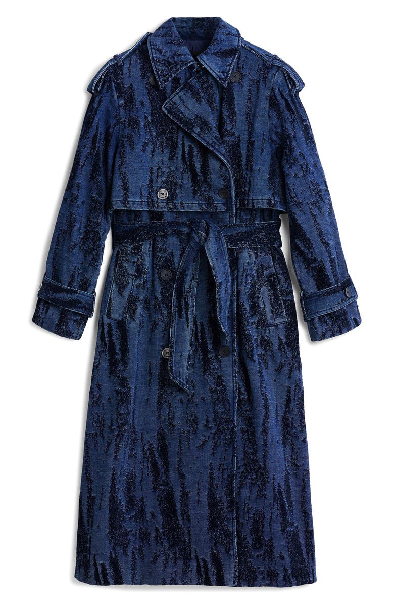 Desigual Dégradé Denim Trench Coat, Alternate, color, Dark Blue