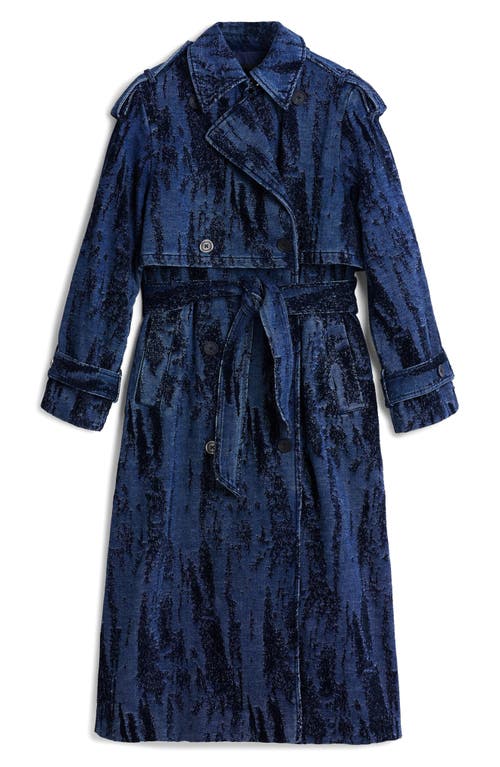 Desigual Dégradé Denim Trench Coat In Blue