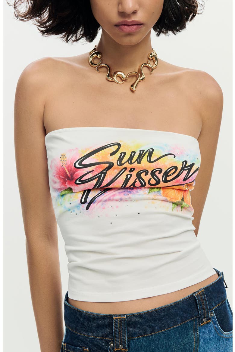 Graphic Tube Top, Main, color, WHITE