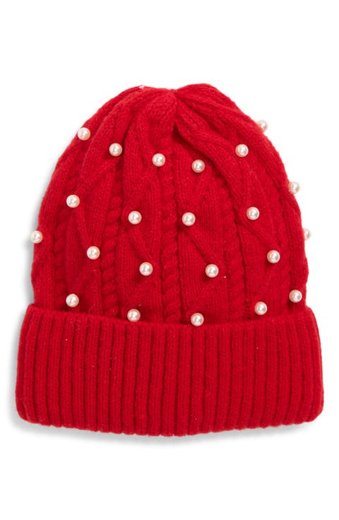 Kids' Imitation Pearl Beanie