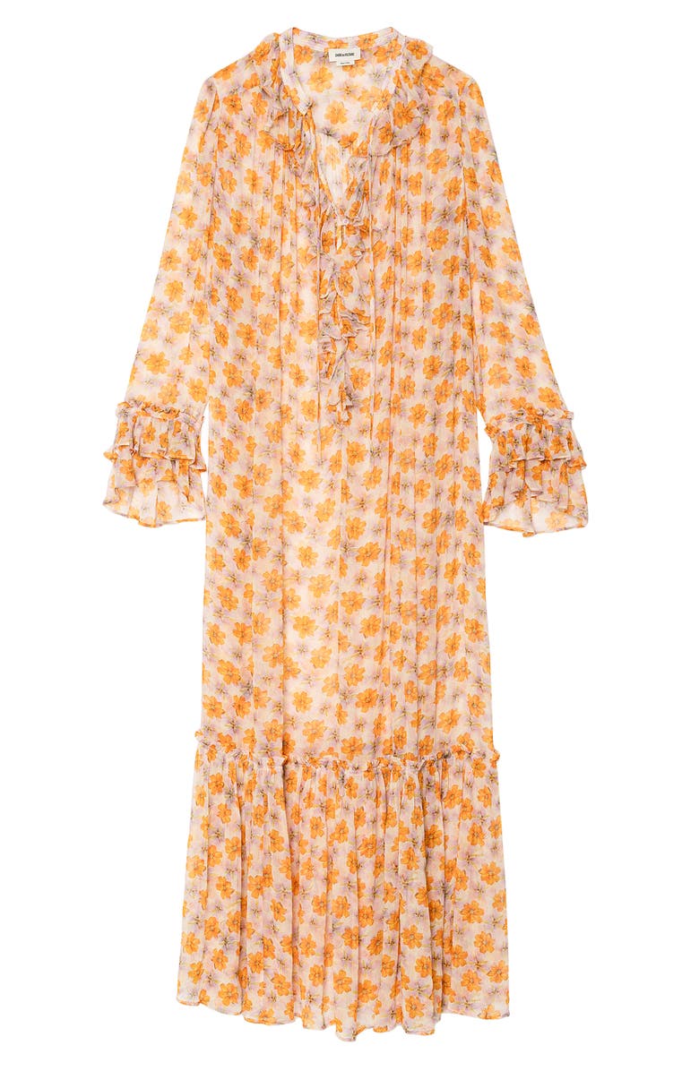 Zadig & Voltaire Floral Long Sleeve Maxi Dress, Alternate, color, Cream
