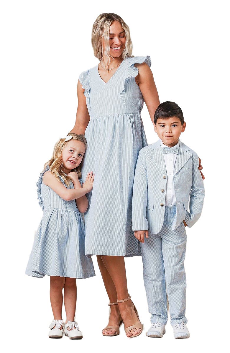 Hope & Henry Women's Organic Seersucker Flutter Dress, Alternate, color, 