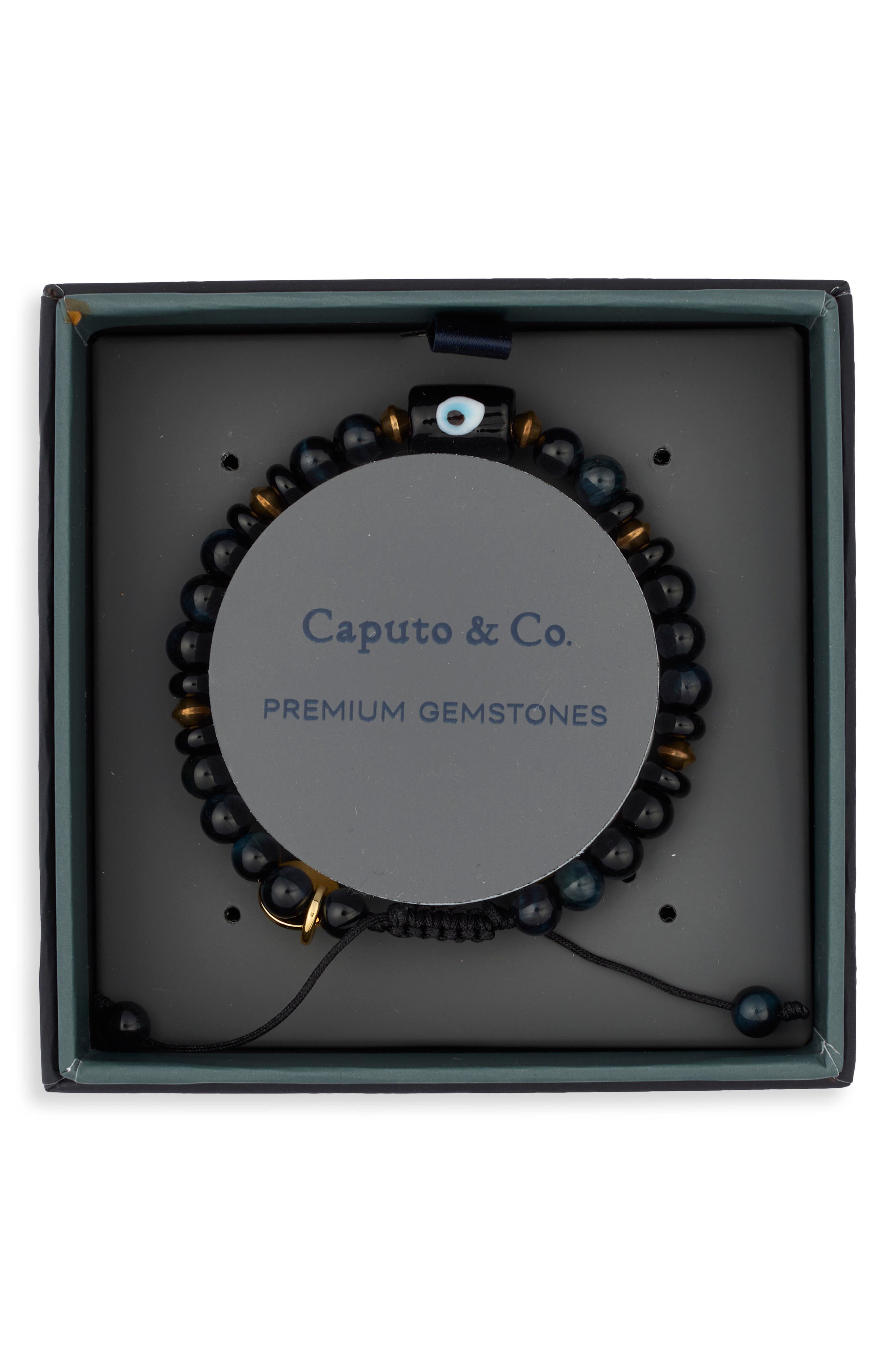 Men's Murano Evil Eye Tiger Eye Bead Bracelet
