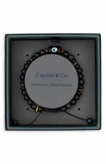 Men's Murano Evil Eye Tiger Eye Bead Bracelet