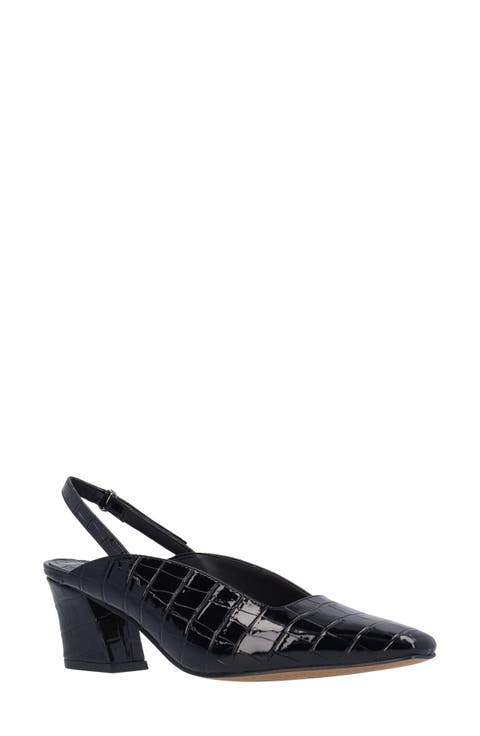 Stasia Croc Embossed Slingback Pump (Women)