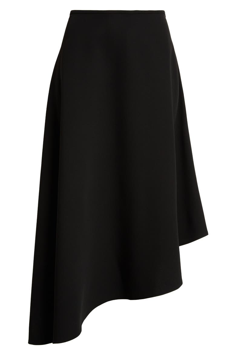 Asymmetric Crepe Skirt, Alternate, color, BLACK