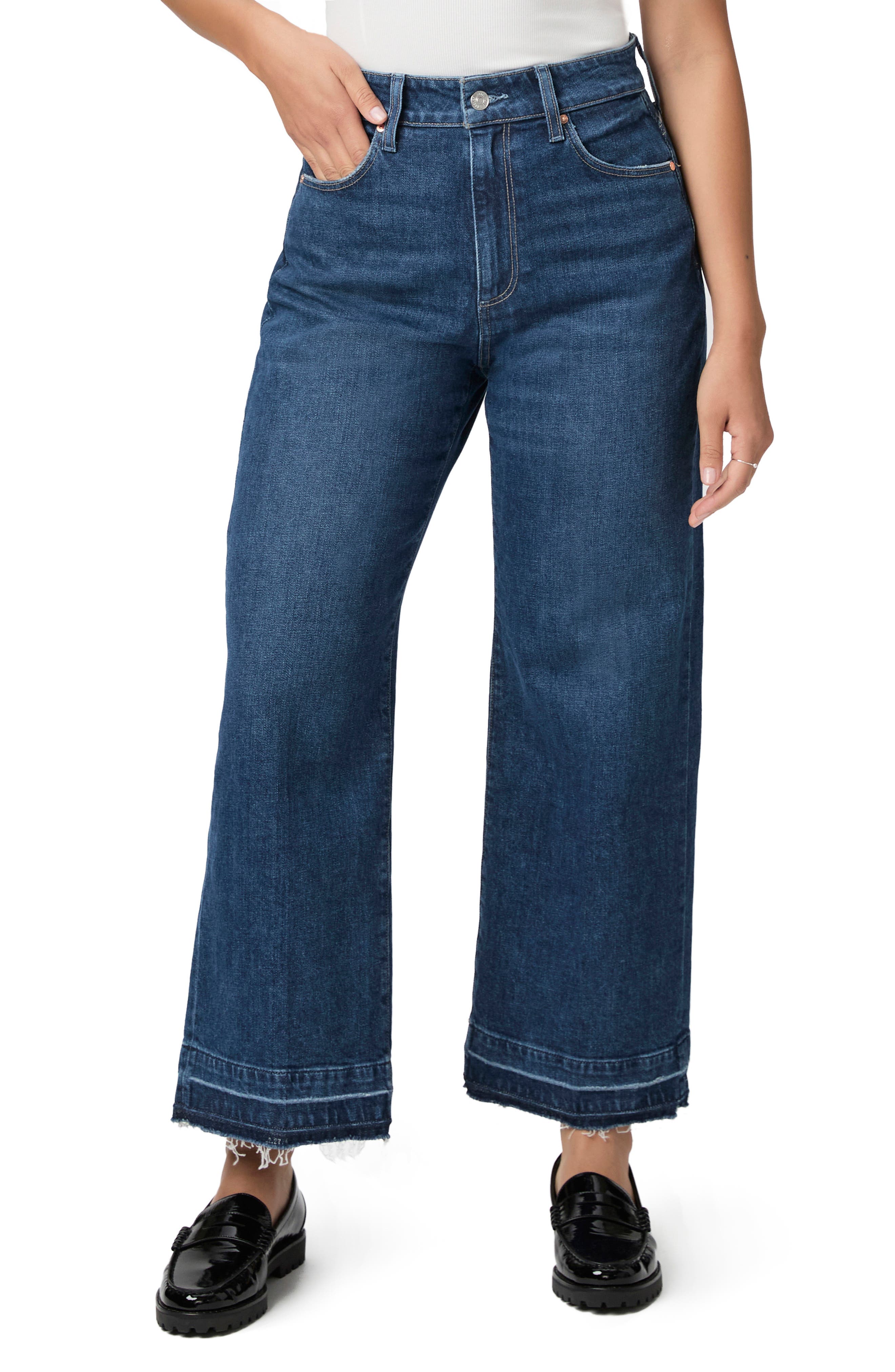 PAIGE Flaunt Spotlight Curvy Release Hem High Waist Ankle Wide Leg Jeans
