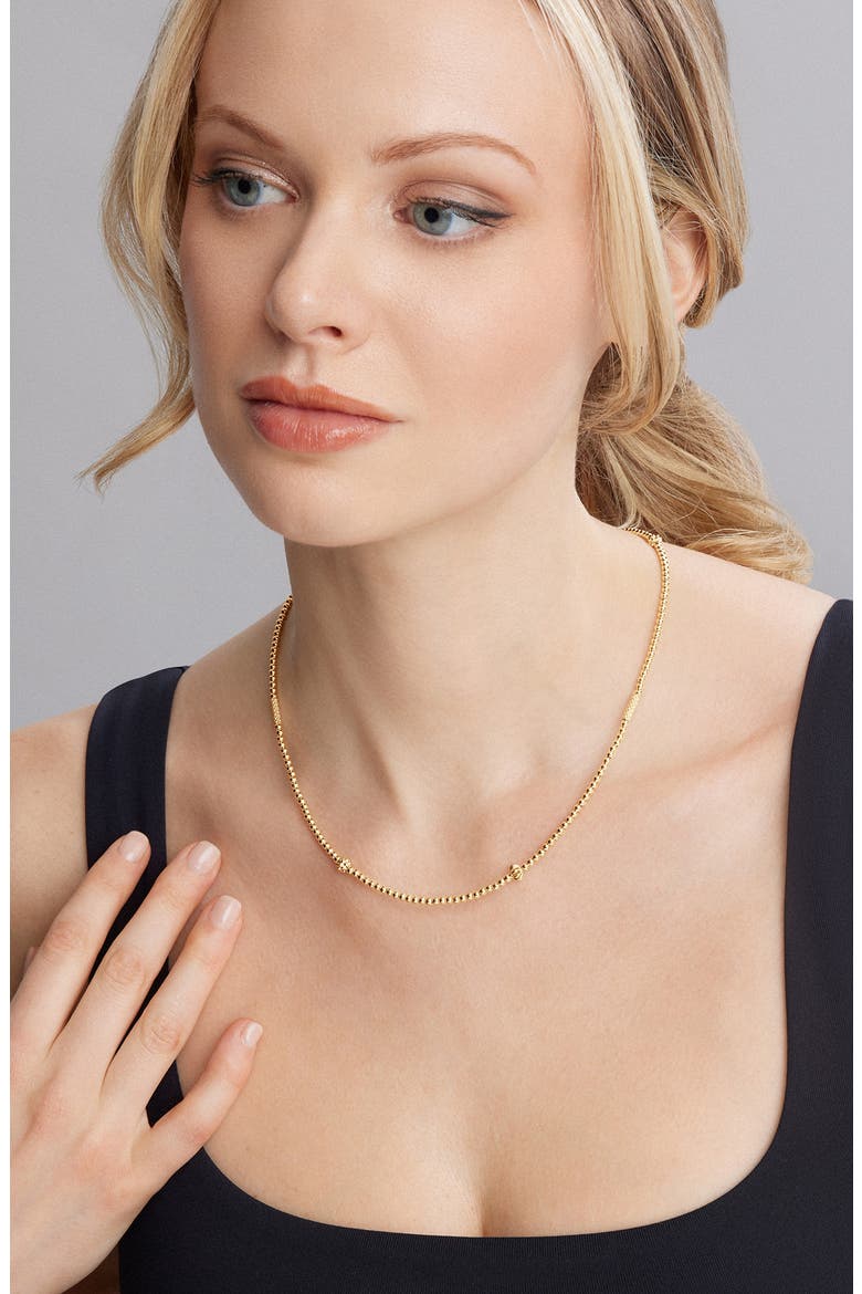 18K Gold Caviar Bead Station Chain Necklace, Alternate, color, GOLD