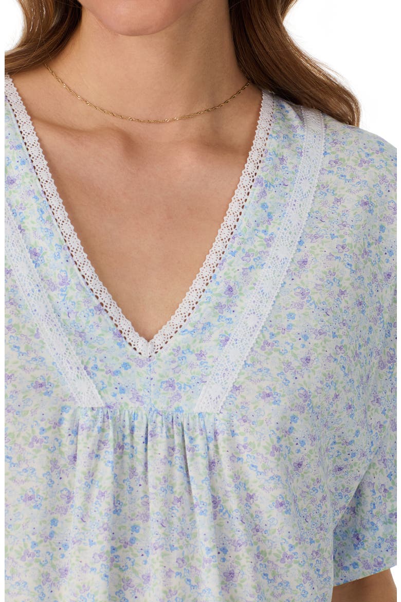 Lace Trim Pajama Caftan, Alternate, color, WHITE/ DITS