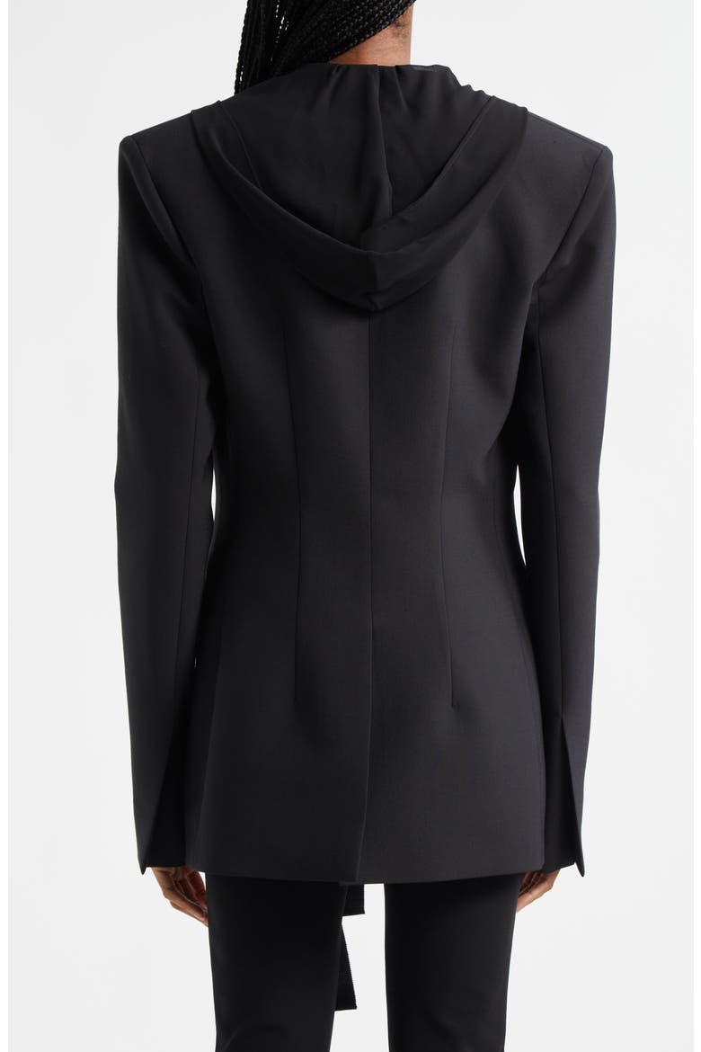 Tie Front Stretch Hooded Blazer, Alternate, color, BLACK