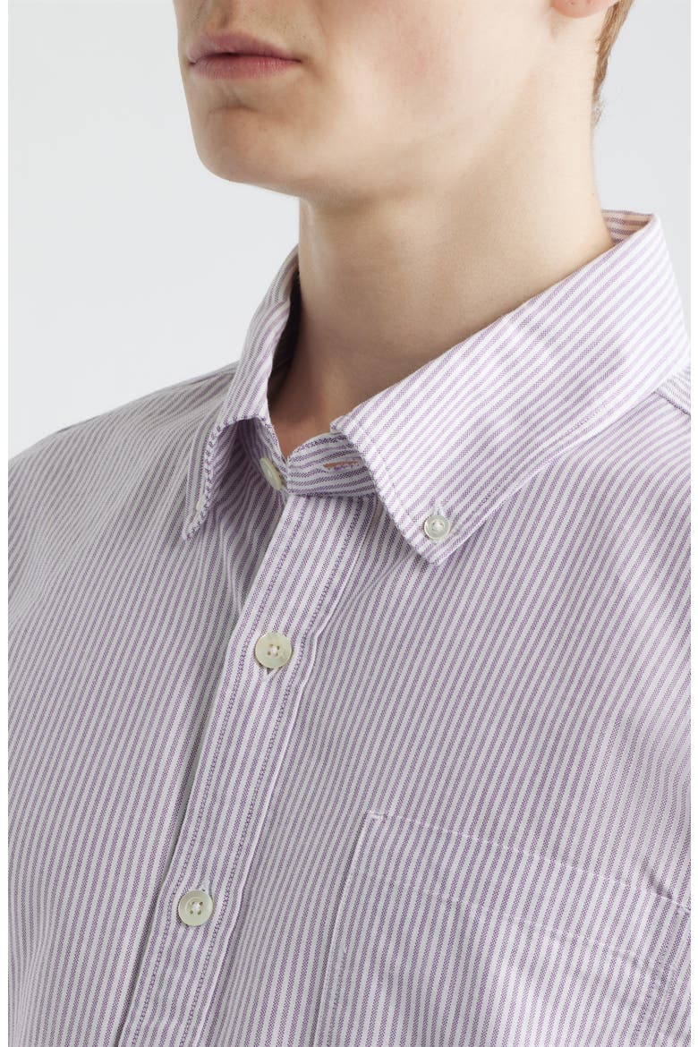 Stripe Cotton Button-Down Oxford Shirt, Alternate, color, PURPLE