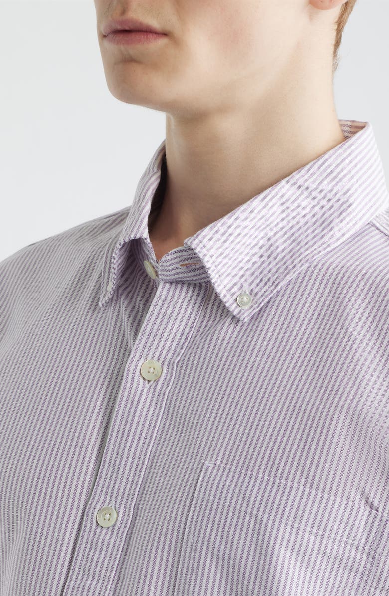 Corridor Stripe Cotton Button-Down Oxford Shirt, Alternate, color, Purple