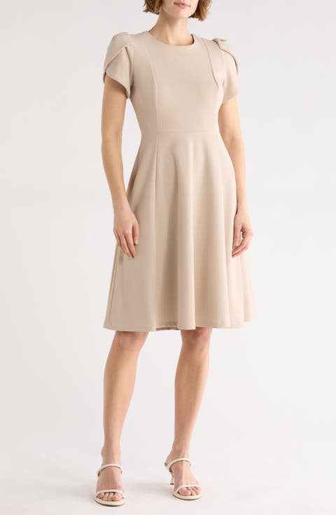 Tulip Sleeve Fit & Flare Dress