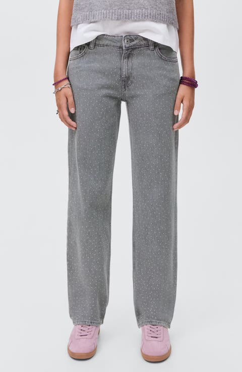 Rhinestone Straight Leg Jeans