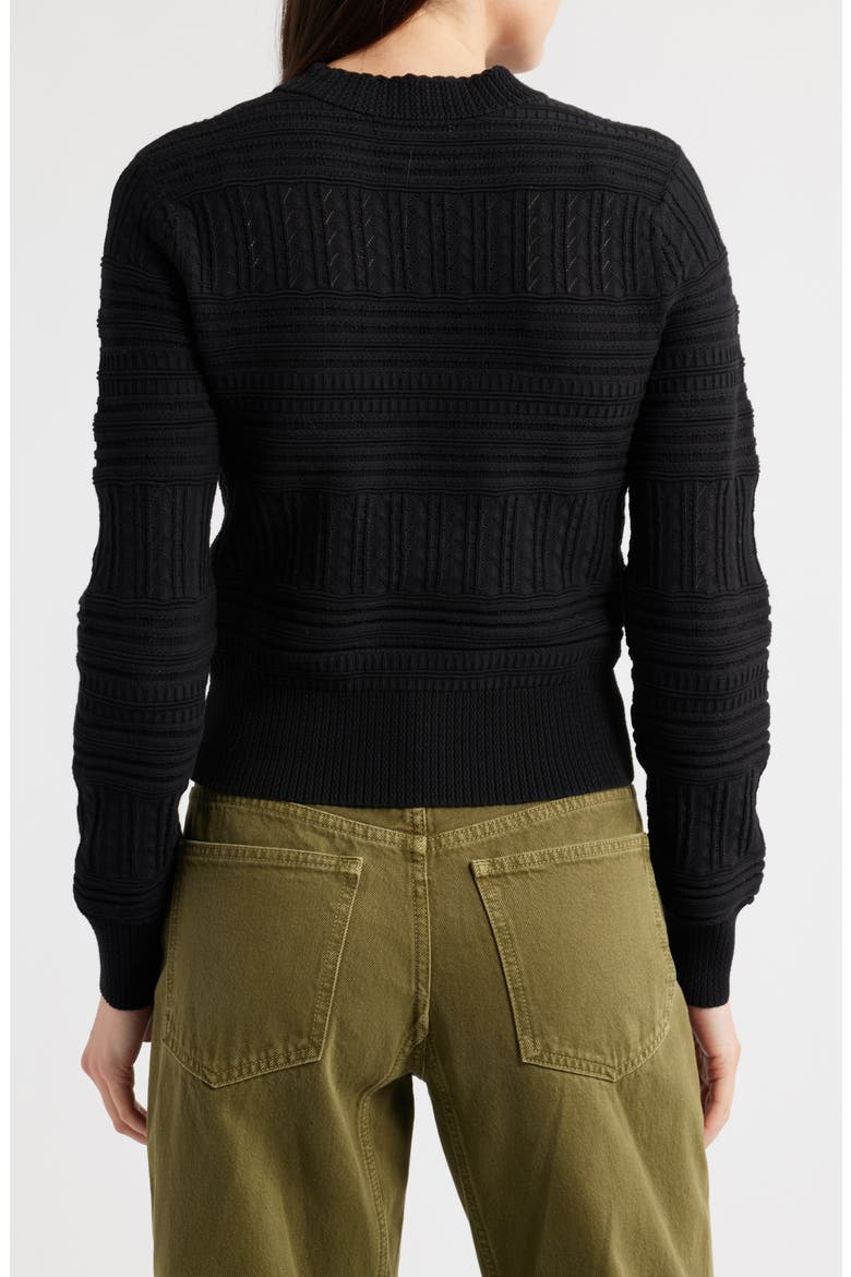 Cotton Crewneck Sweater, Alternate, color, BLACK