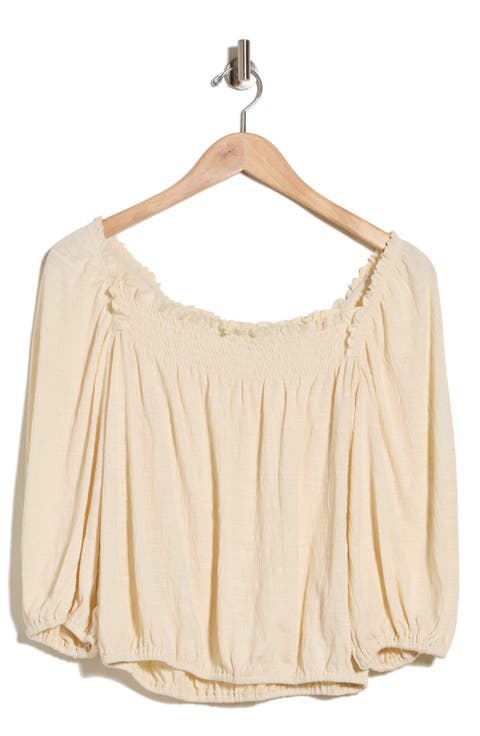 Crinkled Balloon Sleeve Bubble Hem Top