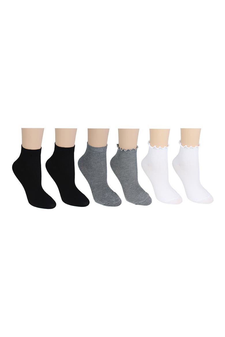 6-Pack Quarter Length Socks, Alternate, color, GREY/ BLACK/ WHITE