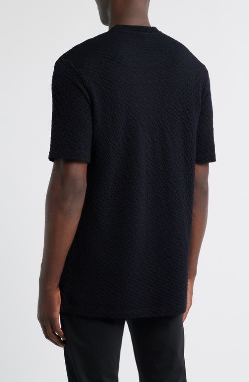 Emporio Armani Knit Jacquard Short Sleeve Sweater In Black