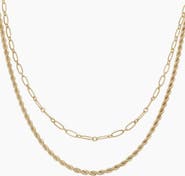 Bearfruit Jewelry 14k Gold Plated Chain and Rope Layered Necklace Gift Idea