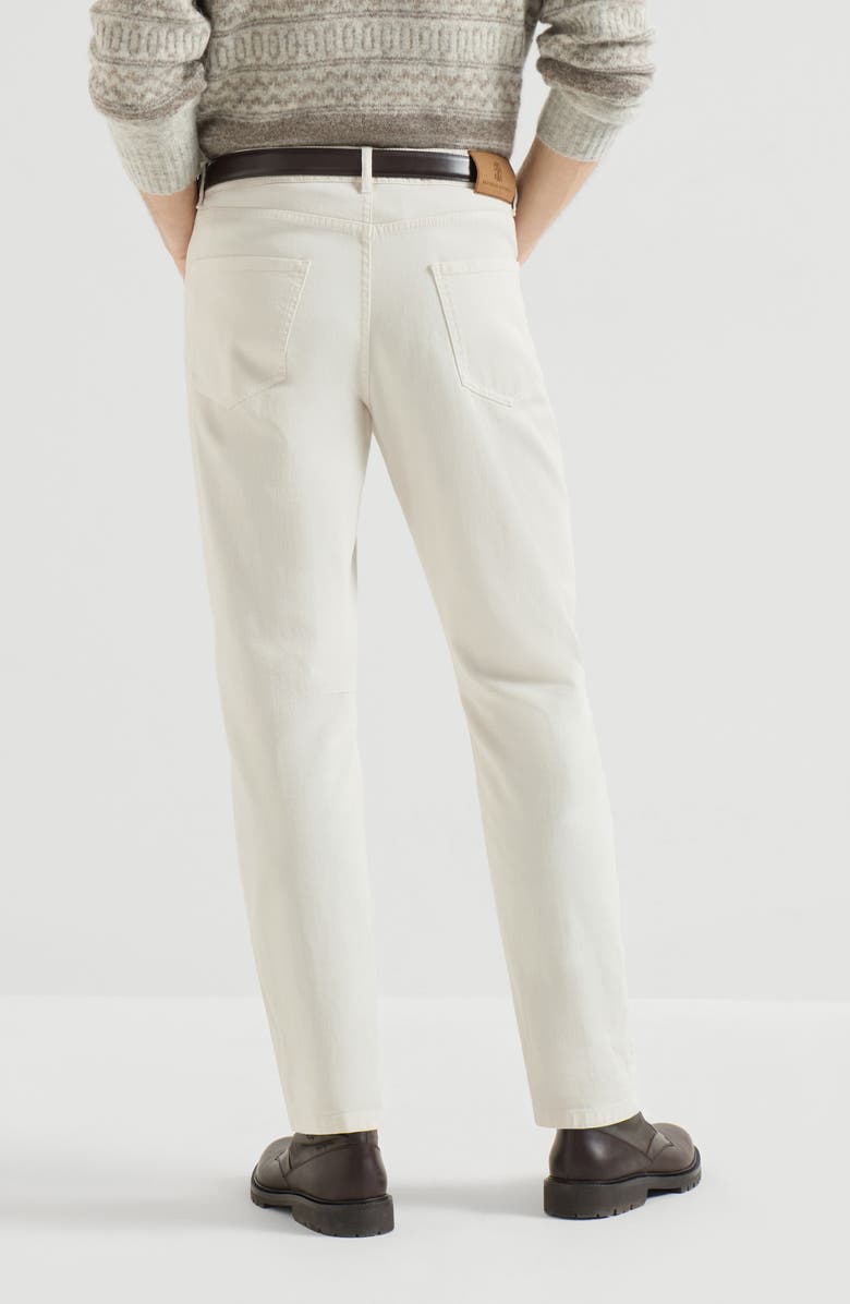 Brunello Cucinelli Garment-dyed comfort denim five-pocket trousers, Alternate, color, White