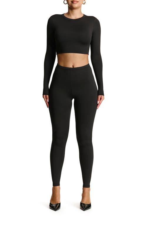 N By Naked Wardrobe Bare Long Sleeve Crop Top In Black