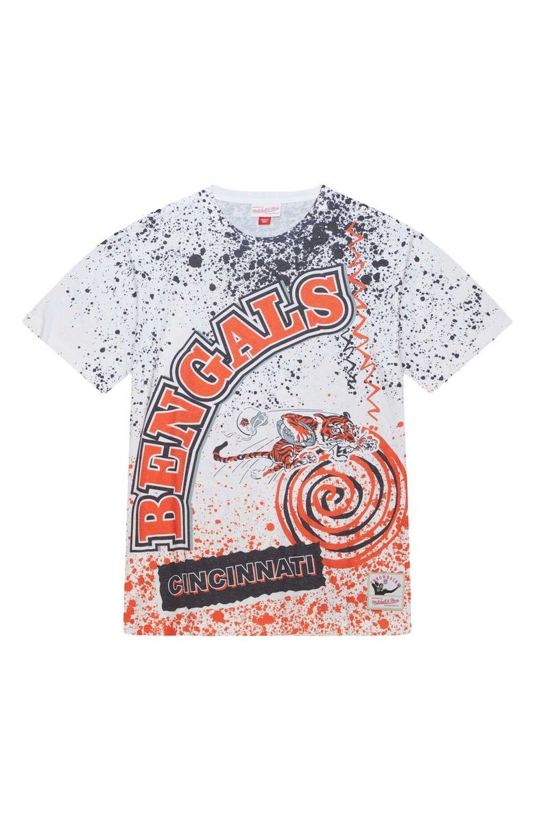 Mitchell & Ness Men's Mitchell & Ness White Cincinnati Bengals Team Burst Sublimated T-Shirt, Alternate, color, White