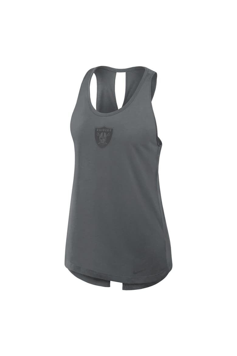 Women's Nike Gray Las Vegas Raiders Glory Crisscross Performance Tank Top, Alternate, color, Charcoal