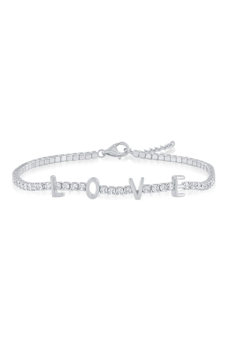 Love Cubic Zirconia Tennis Bracelet, Main, color, SILVER