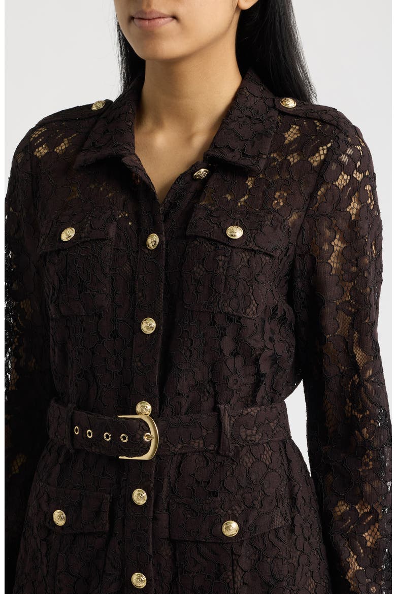 Lace Long Sleeve Shirtdress, Alternate, color, ESPRESSO
