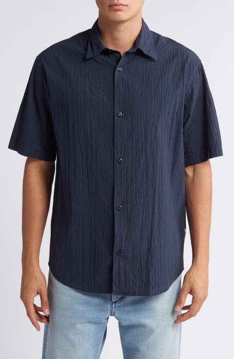Freddy 5721 Short Sleeve Seersucker Button-Up Shirt