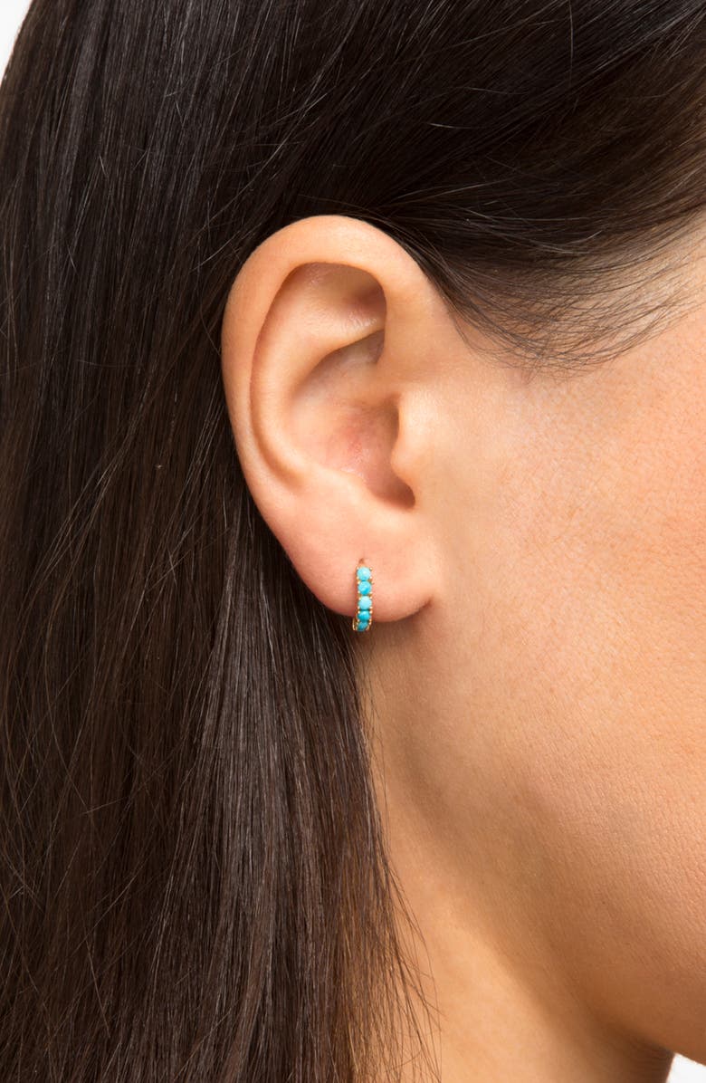 STONE AND STRAND Turquoise Huggie Hoop Earrings, Alternate, color,