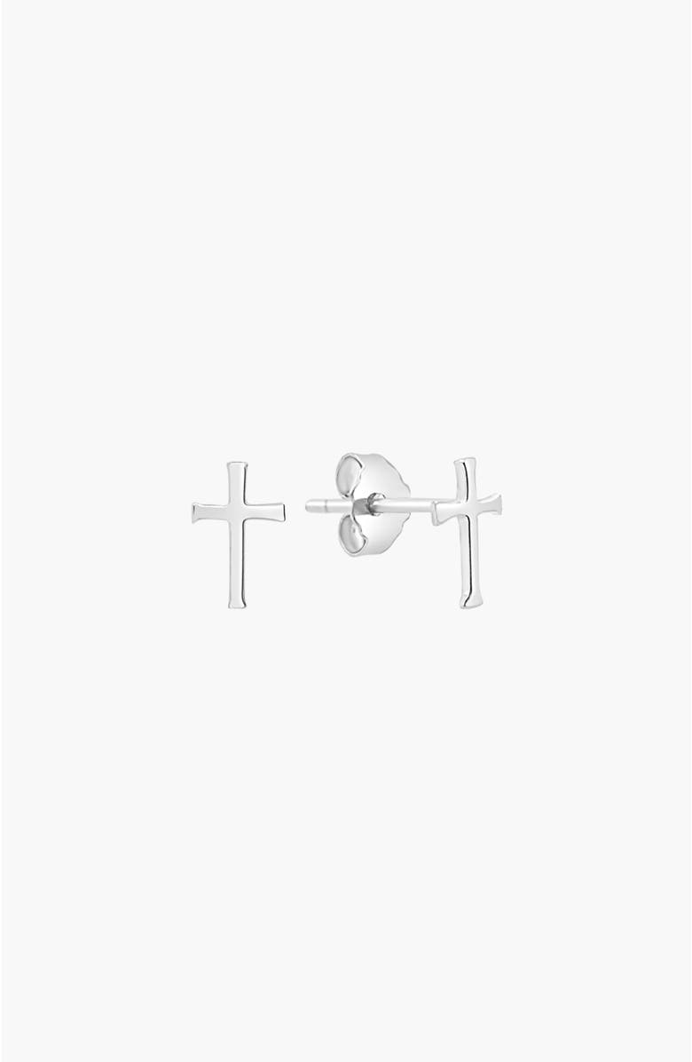 Rizen Jewelry Cross Mini Stud Earring, Main, color, Sterling Silver